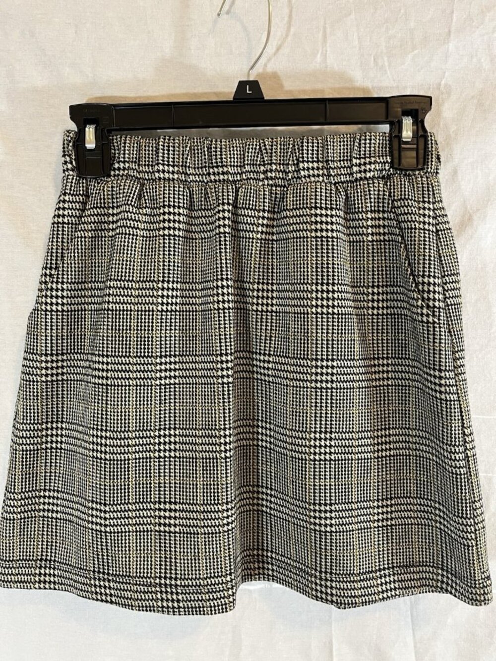 Stitch & Pine Women's Small Black/White/Yellow Plaid Skirt